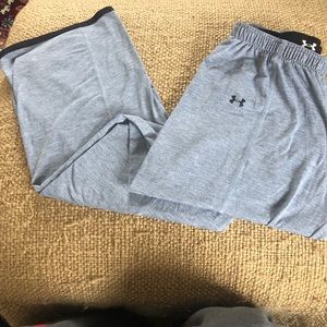 UA gray sweatpants with black trim